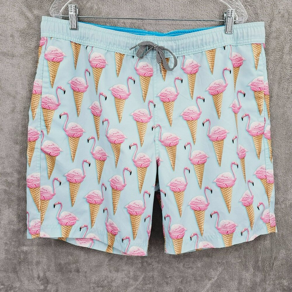 Trinity Collective Board Short Swim Trunks XXL Blue Pink Flamingo Ice Cream Cone